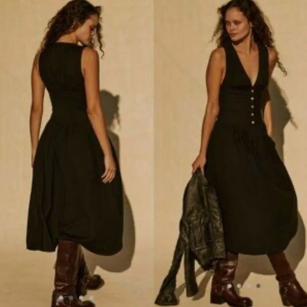 Free People linen blend Best Dressed midi dress